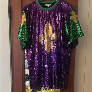 Main Strip Purple and Green Sequin Mini Dress